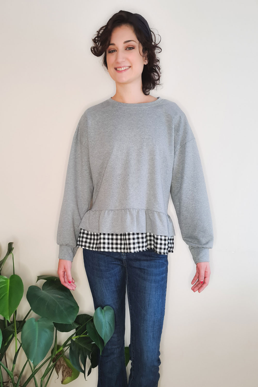 sudadera con volante vichy